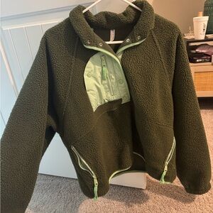 Free People Green Fleece Jacket